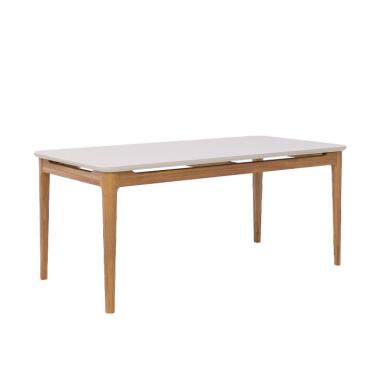 Imagem de Mesa de Jantar Retangular com Tampo de Vidro Off White Baoba Cinamomo 180 cm