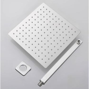 Imagem de Chuveiro Quadrado Inox Banheiro Piscina Ducha Chuva Cascata Ultra Fino (20 * 20cm（Inox 304）)