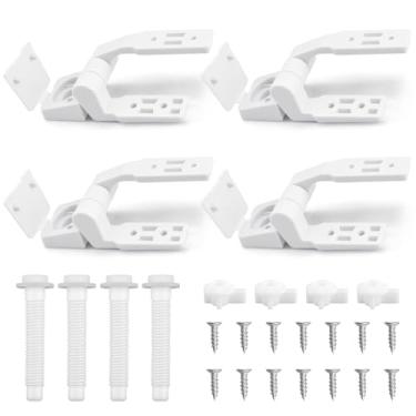 Imagem de HONSNKS Conjunto de 2 peças de substituição de dobradiças para assento sanitário | Inclui parafusos, parafusos e porcas | Para tampas de assento de vaso sanitário de plástico | Instalação fácil e