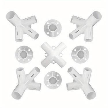 Imagem de 9 peças/conjunto de conectores cruzados de cotovelo reto de PVC 60 90 120 135 graus conector em T de PVC encaixe de tubo de PVC acessórios fixos para barraca DIY
