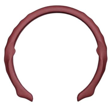 Imagem de Capa de volante de couro napa perfurada esportiva com nervuras, ajuste universal de 14,5 a 38 cm SW para captador de carro Sedan Coupe SUV (Borgonha/vinho tinto, couro napa)