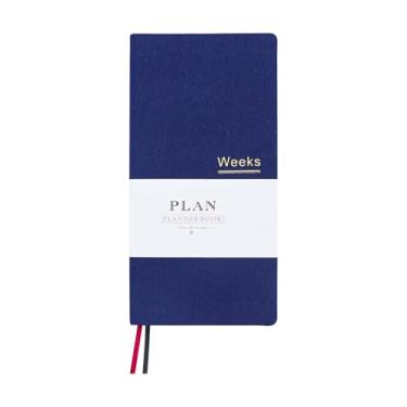 Imagem de AxeWoodz Caderno planejador semanal azul A6 sem data, planejador de bolso, tecido, capa dura, agendas diárias, semanais, mensais