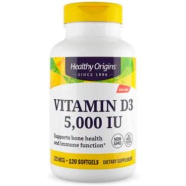 Imagem de Vitamina D3 5000 IU 120 Softgels 125mcg Importada Healthy Origins