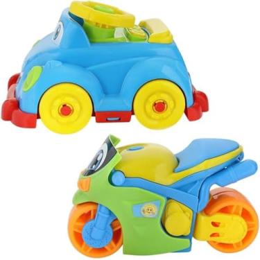 Imagem de Mini Racers Conjunto de Veículos com Moto e Carrinho, Efeitos Sonoros Interativos, Multicolorido, Brinquedo Infantil