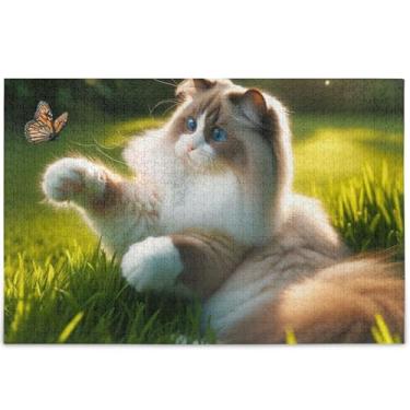 Imagem de Ragdoll Cat Quebra-cabeças personalizados fofos 1000 peças jogo adulto engraçado difícil quebra-cabeça brinquedo de arte, 75 cm x 50 cm