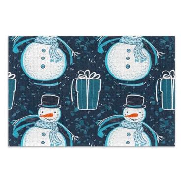 Imagem de Quebra-cabeça adulto azul boneco de neve 500 peças pintura de arte floral rígido grande quebra-cabeça família elefante branco presentes, 51 x 35 centímetros