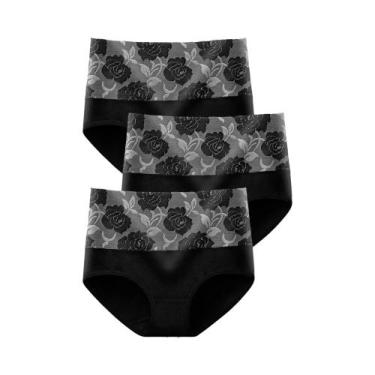 Imagem de Calcinhas De Algodão plus Size De Cintura Alta 3 Peças Para Mulheres, 