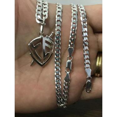 Imagem de Conj. Corrente Pulseira Prata 925 Grumet 70cm Ping Fé - Lojas La&Amp;N