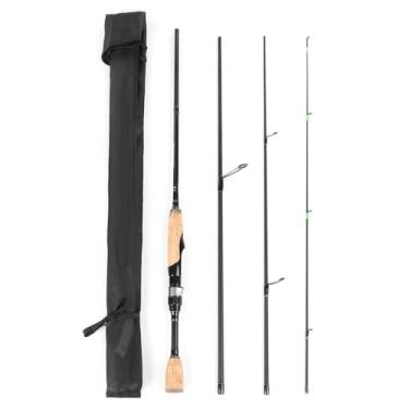 Imagem de Vara de Pesca Spinning Portátil para Viagens 6 8FT Leve em Carbono 4 Peças com Anéis Cerâmica Suaves Banco Molinete Estável Porca Trava Fixação e Bolsa Armazenamento