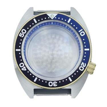 Imagem de FEIYASHI Caixa de relógio modificada à prova d'água de aço 10 ATM de 41 mm para NH35 NH34 NH36 Movimento SKX Abalone acessórios de relógio, Prata e ouro 2, Deep Blue Chapter Ring, Caixa de relógio de