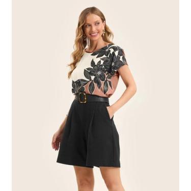 Imagem de Blusa Feminina Manga Curta Rovitex Marrom, P, Marrom