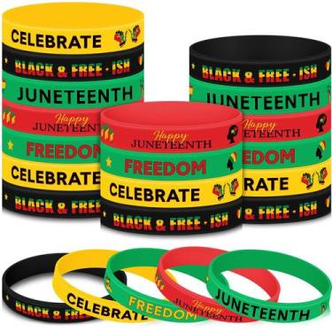Imagem de Pulseiras de silicone Party Favors Batiyeer Juneteenth x60