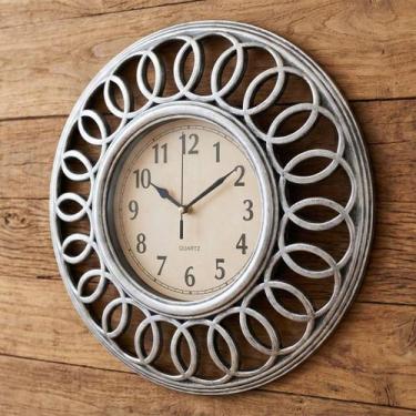 Imagem de Relógio De Parede Decorativo Vazado Vintage Prata De 46,5cm - Genérico
