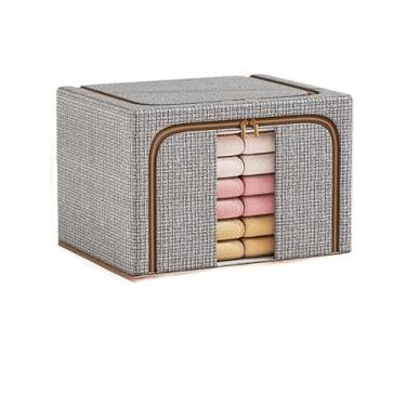 Imagem de Caixa Organizadora Roupas Brinquedos Lençol Edredom Guarda Roupa Dobrável Visor Transparente(CINZA M)