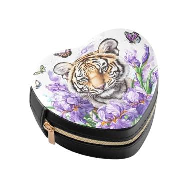 Imagem de Burbuja Mini caixa de joias em forma de coração de íris roxas para mulheres e meninas, estojo portátil organizador de armazenamento para brincos, anéis, colares e pulseiras