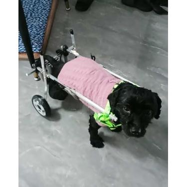Imagem de Cadeiras de rodas para carrinho de cachorro de 2 rodas, dispositivo de caminhada assistida por cachorros para membros traseiros paralisados, auxiliares de carrinho de mobilidade de gato de metal