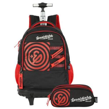 Imagem de Kit Escolar Enaldinho Mochila Com Rodinhas e Estojo Triplo Infantil Ju
