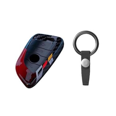 Imagem de Capa de chave de carro com textura de fibra de carbono, compatível com BMW Série 5, Série 3, Série 7, Lâmina x5x6 Quadrada x1x3, Fivela de chave(Type C with buckle)