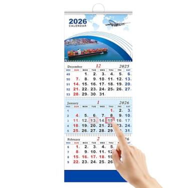 Imagem de Calendário 2026-2027, planejador doméstico de 3 meses | Visor vertical do calendário | para amigos da família, cozinha, quarto, apartamento, estúdio de arte