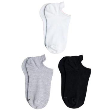 Imagem de Kit 3 Pares Meia Soquete Feminino Lupo, 34 a 39, Cinza, Preto, Branco