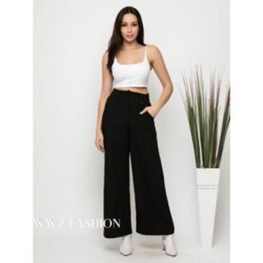 Imagem de Calça Pantalona de Linho L8406 - Domi Modas, Preto, M