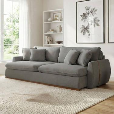 Imagem de Sofá Cama 2 Lugares Retrátil Reclinável 190cm Linho com Molas Ensacadas Apolo Bege