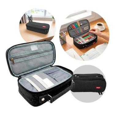 Imagem de Estojo Box Escolar Com 3 Compartimentos E Alcinha - Nilo-imports