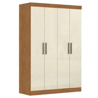 Imagem de Guarda Roupa Casal Modulo Madrid 4 Portas de Bater 2 Gavetas MDP Madeirado-Off White Maxel Móveis