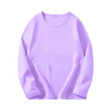 Imagem de Camiseta Infantil De Algodão, 8 Cores, Manga Comprida, Gola Redonda, P