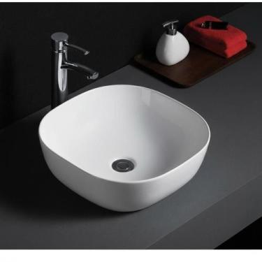 Imagem de Cuba Pia Banheiro Lavabo de Apoio Ceramica Sobrepor Branco Quadrada 42