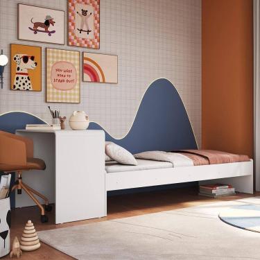 Imagem de Cama Solteiro Infantil 188x88cm Escrivaninha Infix Branco C06 - Mpozenato