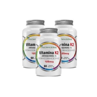 Imagem de Kit 3 Vitamina K2 Menaquinona 7 125ug 3x60 cps Flora Nativa-Unissex
