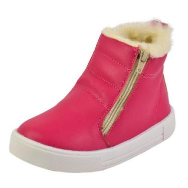 Imagem de Bota coturno tênis cano alto infantil baby menina forrada de pelúcia s