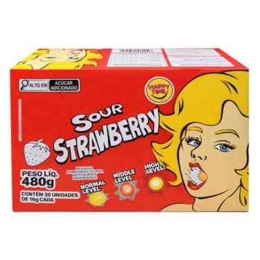 Imagem de Happy Din Gelatina Sour Strawberry com 30 Unidades