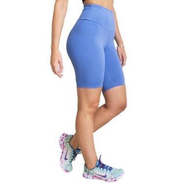 Imagem de Bermuda Shorts Azul Fitness Feminina Suplex Cintura Alta G - NETTUNO, 