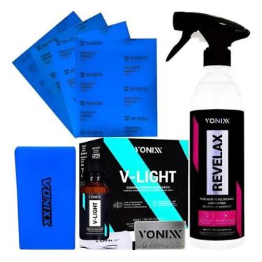 Imagem de Kit Polimento Farol Revelax Lixa Vitrificador V-light Vonixx - Congrat