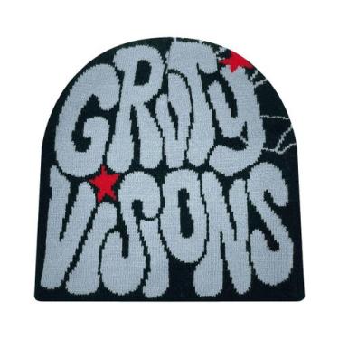 Imagem de Gorro Unissex De Acrílico Com Letra GR Em Jacquard, Estilo Europeu-Ame