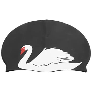 Imagem de Touca de mergulho de silicone, Chapéu de mergulho Protetor de ouvido Touca de natação Resistência à abrasão Touca de natação para adultos requintada para adultos desenhos animados para(Preto)