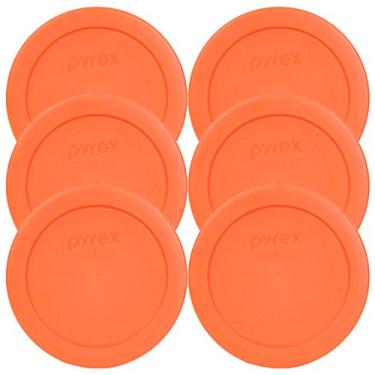Imagem de Pyrex 7200-PC Tampa redonda de armazenamento para 2 xícaras para tigelas de vidro (6, laranja)
