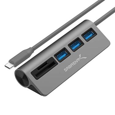 Imagem de SABRENT Hub USB-C 3.0, leitor de cartão USB SD 5 em 1, slot duplo SD e TF + 3 hub USB 3.0 portátil compatível com MacBook, Mac Pro/Mini, iMac, XPS, Surface Pro, Windows, Thunderbolt (HB-U3CR)