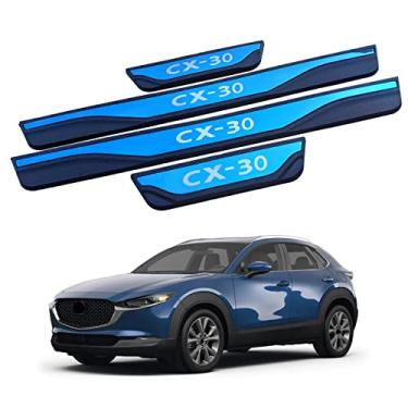 Imagem de GZBFTDH Proteção de Peitoril Soleira da Porta, para Mazda Cx30 CX 30 CX-30 2020-2022 Carro Acessórios, Aço Inoxidável Kick Plate Guard de Pedal de Limiar Protetor, Peças para Automóveis