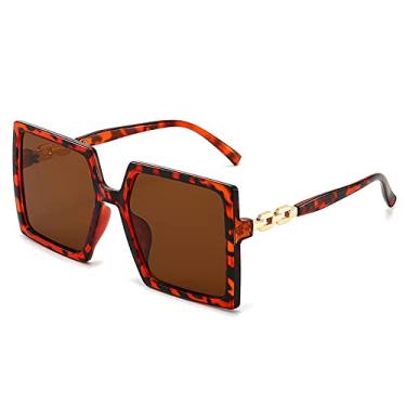 Imagem de Óculos de sol quadrado de armação grande corrente moda versátil óculos de sol de proteção uv óculos de sol femininos, 1, tamanho único