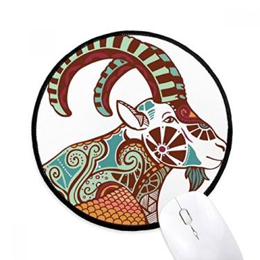 Imagem de Tapete de mouse com símbolo do zodíaco de constelação Capricórnio para mesa de escritório tapete redondo para computador