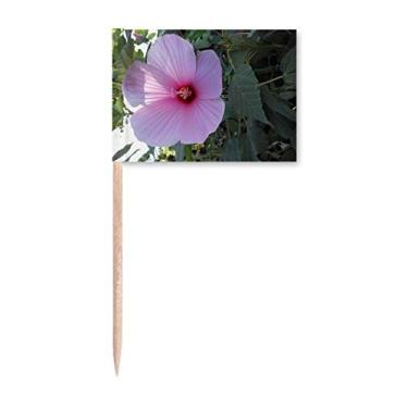 Imagem de Decoração de festa com bandeira de palito de dente e cenário de natureza rosa