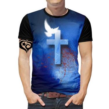 Imagem de Camiseta De Jesus Gospel Criativa Masculina Blusa Cruz - Alemark