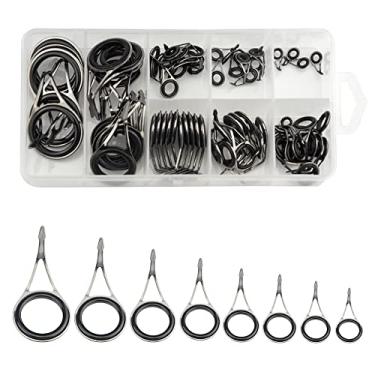 Imagem de WMYCONGCONG 75 peças de guia de vara de pescar, ponta giratória, anéis de olho, guias superiores, anel de cerâmica de aço inoxidável, kit de reparo de ponta de vara de pesca