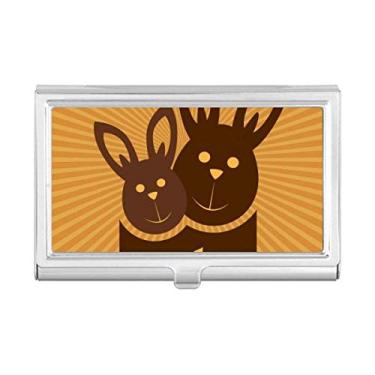 Imagem de Porta-cartões de visita com estampa de coelhinho marrom Festival da Religião da Páscoa