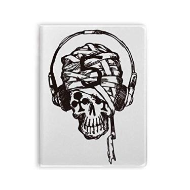 Imagem de Caderno com estampa de caveira musical ilustrado com capa de goma Diário
