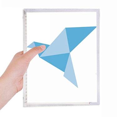 Imagem de Caderno de folhas soltas com estampa de pombo abstrata de origami azul