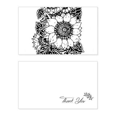 Imagem de Girassol, planta, flor branca, preto, cartão de agradecimento, papel de aniversário, agradecimento de casamento